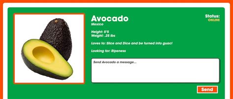 avocado dating profile